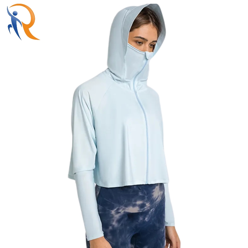 UPF50 Long Sleeve Custom Logo Blank Anti-UV Out Door Women Yoga Hooded Coat