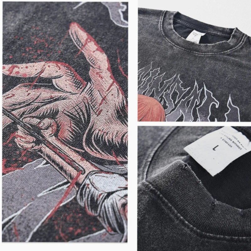 product-100Cotton 250GSM Man Digital Graphic Print T-Shirt Washed Vintage Short Sleeve Unisex Oversi