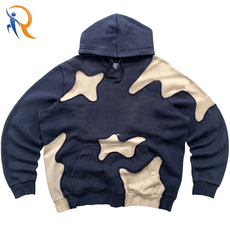 Custom Color Block Patchwork Pullover Oversized Cotton Hoodie