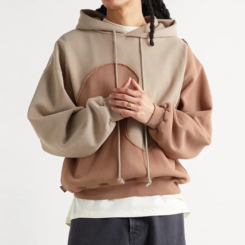 product-Mens Custom LOGO Heavyweight Fleece Wave Color Block Relax Fit Pullover Sweatshirt Jersey Ho