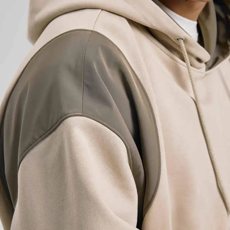 product-Ruiteng-French Terry Men Lightweight Drop Shoulder Contrast Color Hoodies With Drawstring-im