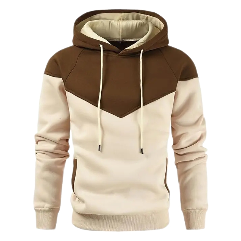 product-Mens Mid Weight Fleece Pullover Hoodies Casual Color Block Hooded Sweatshirt With Pockets-Ru
