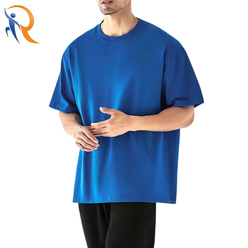 Custom Blue Oversized Cotton Casual Tshirt