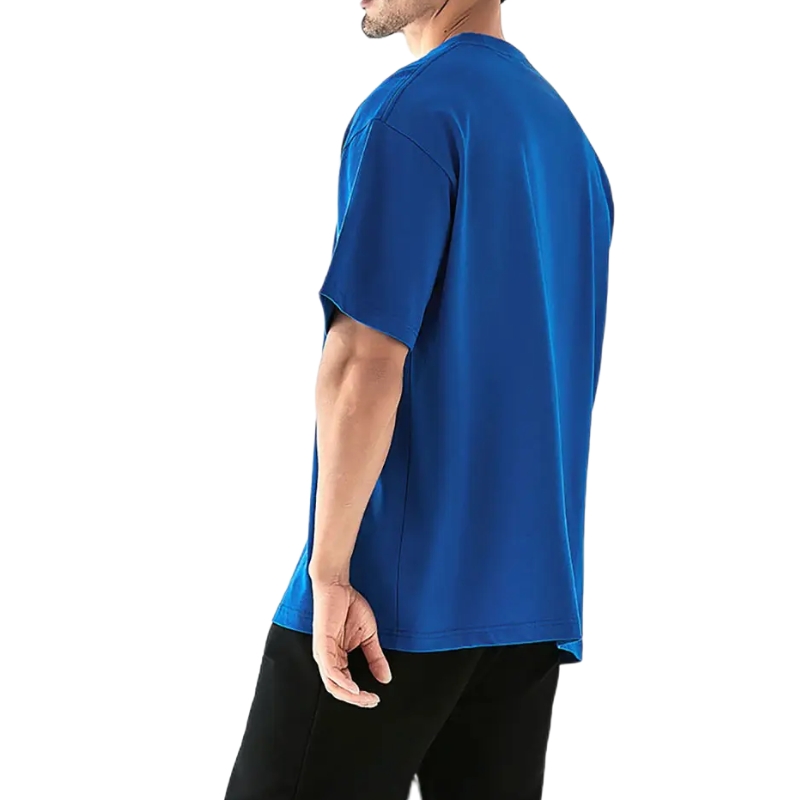 product-Custom Blue Oversized Cotton Casual Tshirt-Ruiteng-img