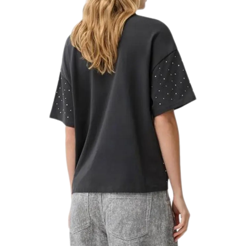 product-Casual Style 100 Cotton O-Neck Knitted Fabric Oversized Rhinestone T-Shirt-Ruiteng-img