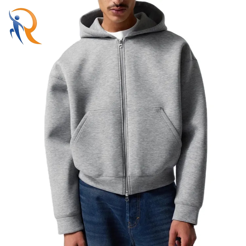 Custom Heavyweight Zipper Hoodie Manufacturers Cotton Boxy Cropped Zip up Hoodie Men