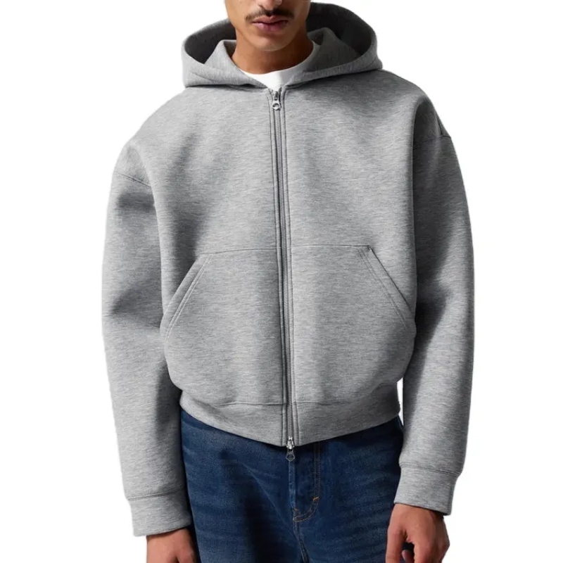 product-Custom Heavyweight Zipper Hoodie Manufacturers Cotton Boxy Cropped Zip up Hoodie Men-Ruiteng