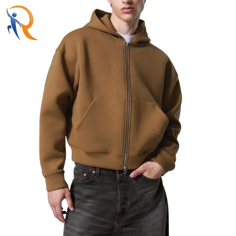 High Quality Custom Men's Blank Hoodies & Sweatshirts Cropped Boxy Zip up Hoodie