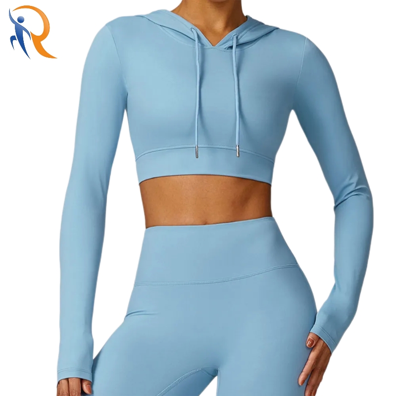 Yoga Long Sleeve Women's Fitness Sports Outdoor Slim Fit Cropped Hoodie