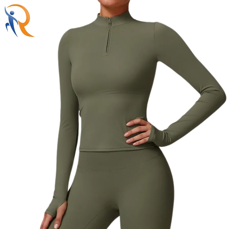 Women 1/3 Zip Pullover Slim Fit Long Sleeve Running Athletic Yoga Jacket