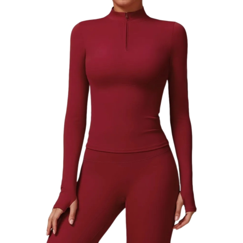 product-Women 13 Zip Pullover Slim Fit Long Sleeve Running Athletic Yoga Jacket-Ruiteng-img