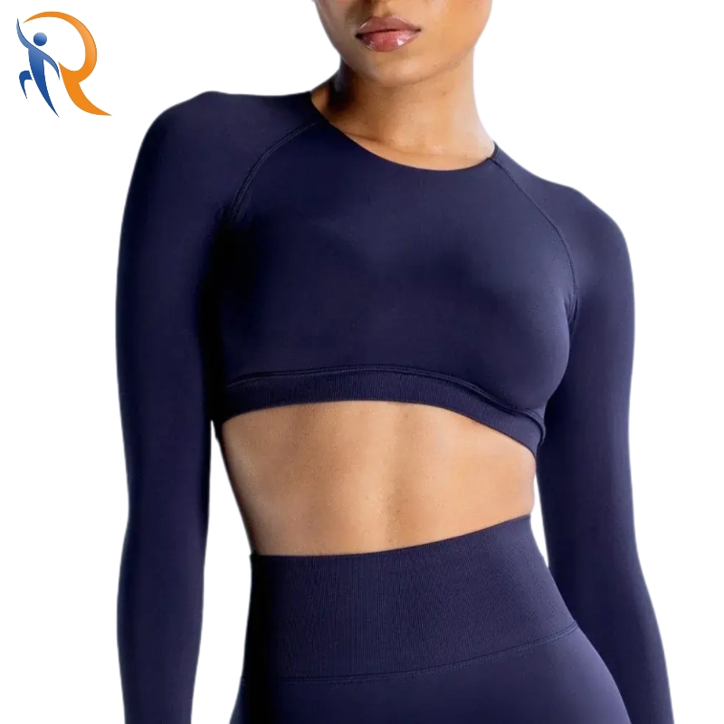 Long Sleeve Crop Top for Women Sexy Backless Gym Yoga Crop Top Shirt