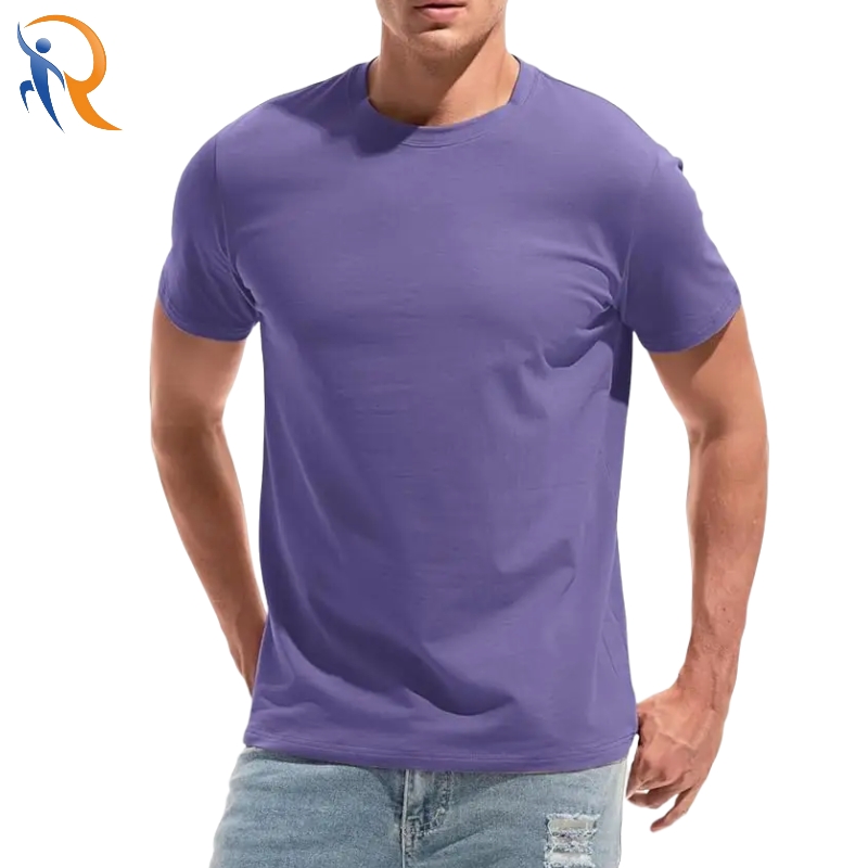 Men's Short Sleeve Crew Neck Soft Cotton Breathable Fitted Elastic T Shirt