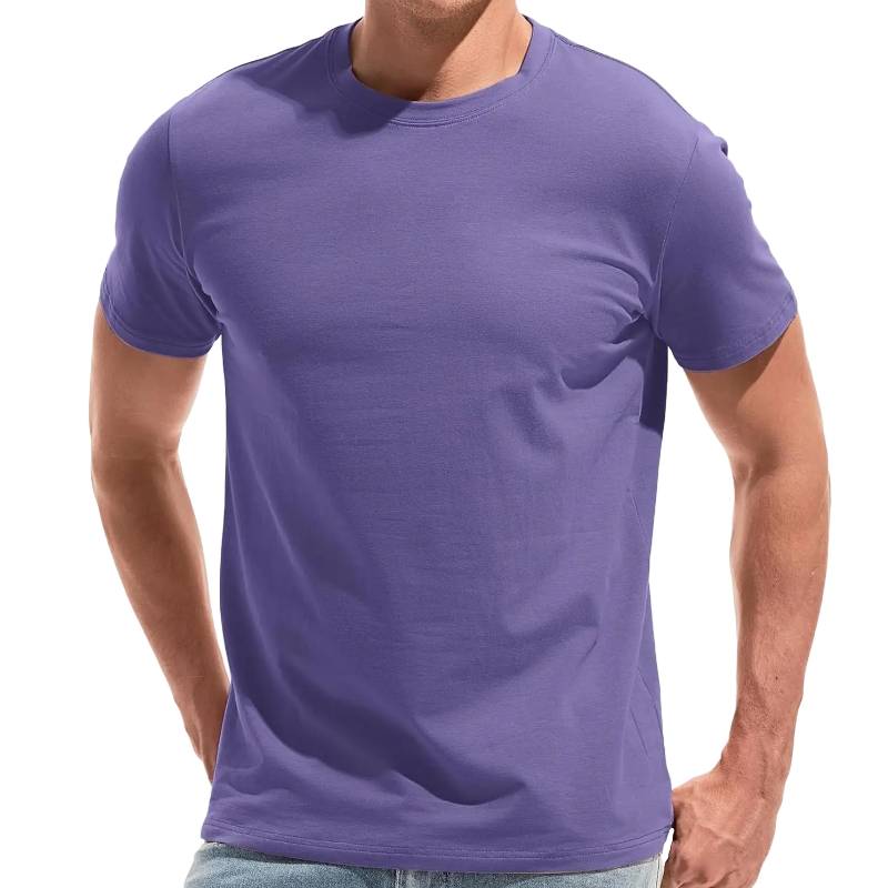 product-Ruiteng-Mens Short Sleeve Crew Neck Soft Cotton Breathable Fitted Elastic T Shirt-img