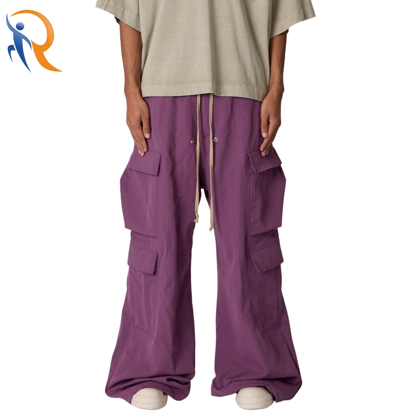 Purple Custom Drawstring Waistband Cargo Pants