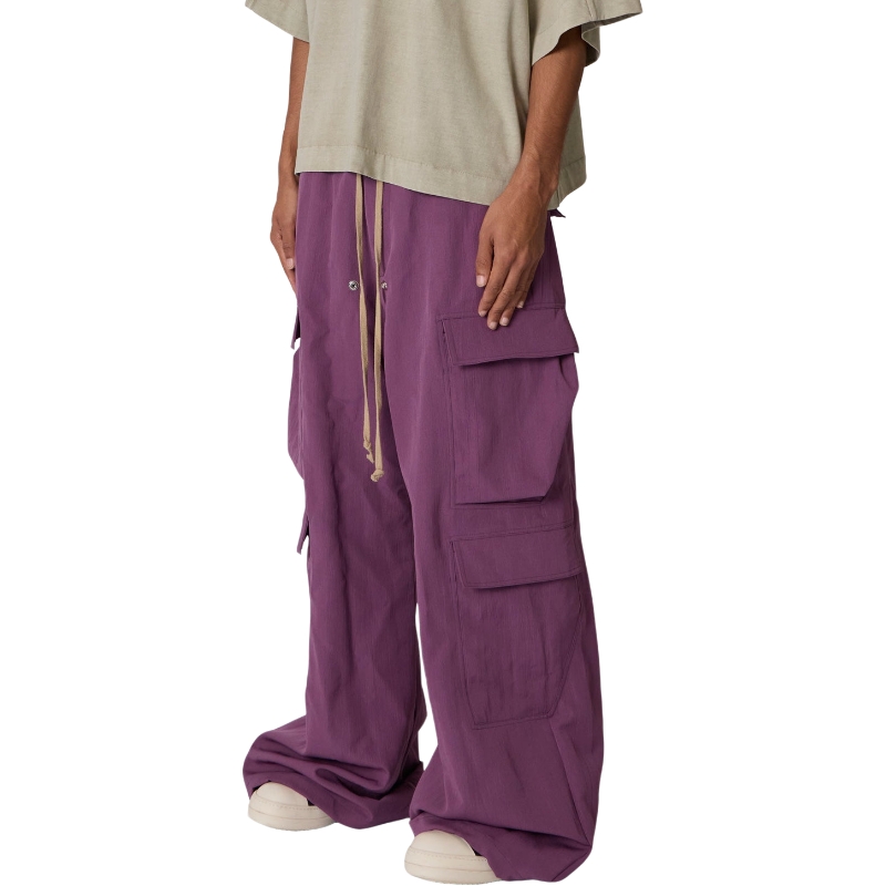 product-Purple Custom Drawstring Waistband Cargo Pants-Ruiteng-img