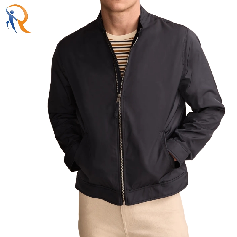 Lightweight Waterproof Stand Collar Blank Regular Fit Nylon Jacket