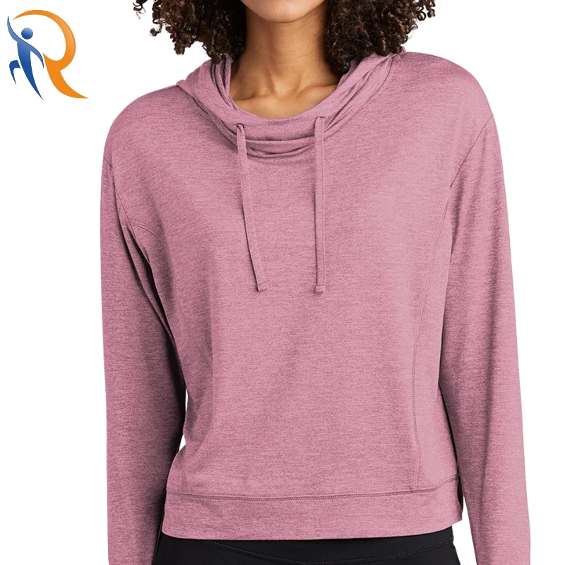Wholesale Long Sleeve Customized Fabric and Colors Woman Hoodie with Thumb Hole
