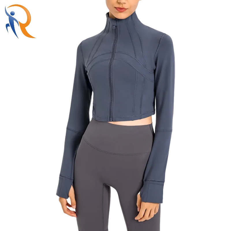 Elastic Slim Yoga Wear Cropped Fitness Running Sports Jacket for Women