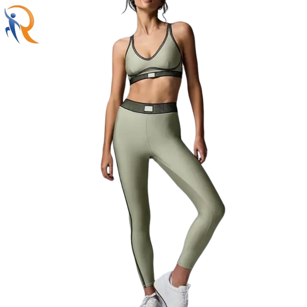 Women's Ribbed Yoga Sets Cotton Spandex Workout Clothes for Women Two Piece Yoga Set