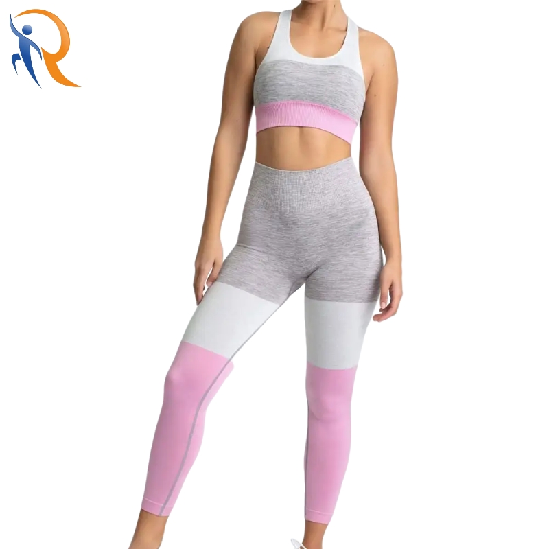 Contrast Color Tank Top and Leggings Color Block Active Women's Yoga Set