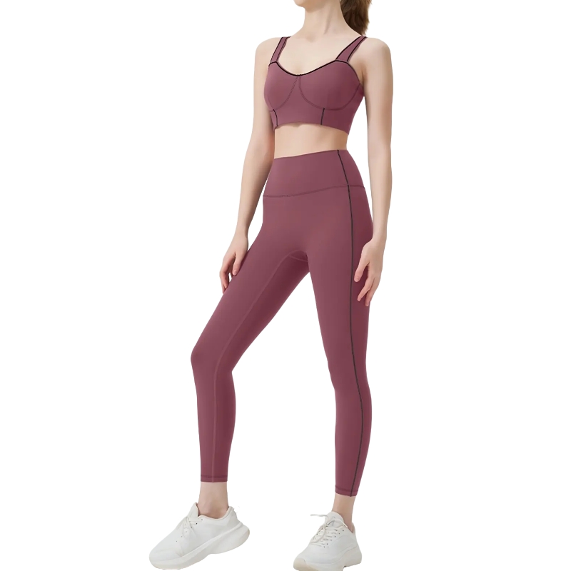product-Ruiteng-Contrast Color Sport Bra Pants Active Wear Women Gym Clothes Workout Yoga Set-img