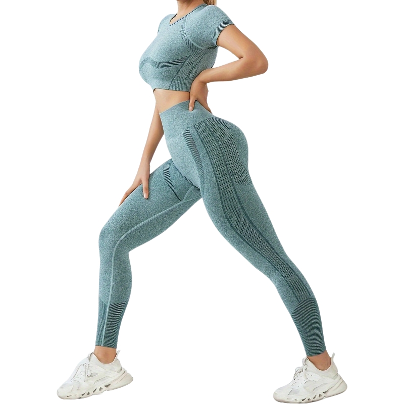 product-Ruiteng-High Elastic Hollow Out Slim Fit T-shirt Leggings Fitness Wear Seamless Two Piece Yo
