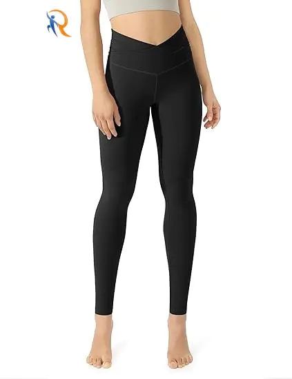 Women's Cross Waist Yoga Leggings with Inner Pocket