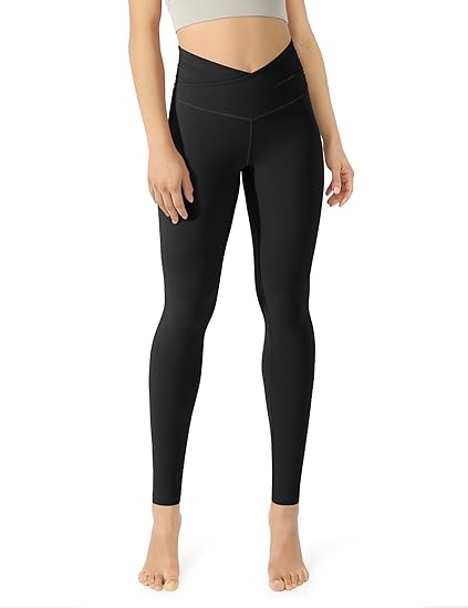 product-Womens Cross Waist Yoga Leggings with Inner Pocket-Ruiteng-img