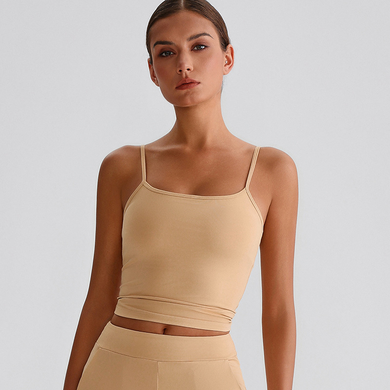 product-Yoga vest with breast pad womens European and American sports back underwear vest style squa