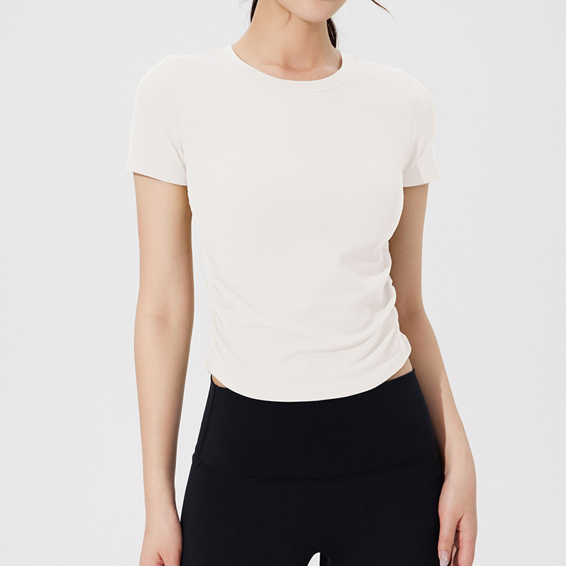 product-Workout Tops for Women Short Sleeve Athletic Tees Round Neck Yoga Running Tshirts Shirts-Rui