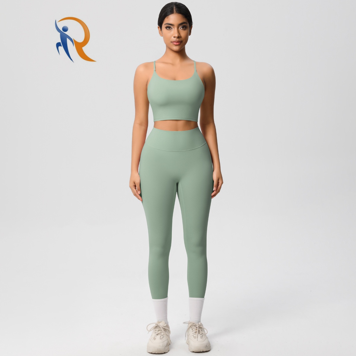 Women's Yoga Outfits Backless Strappy Sports Bra and Seamless Leggings Matching Active Jogger Outfits