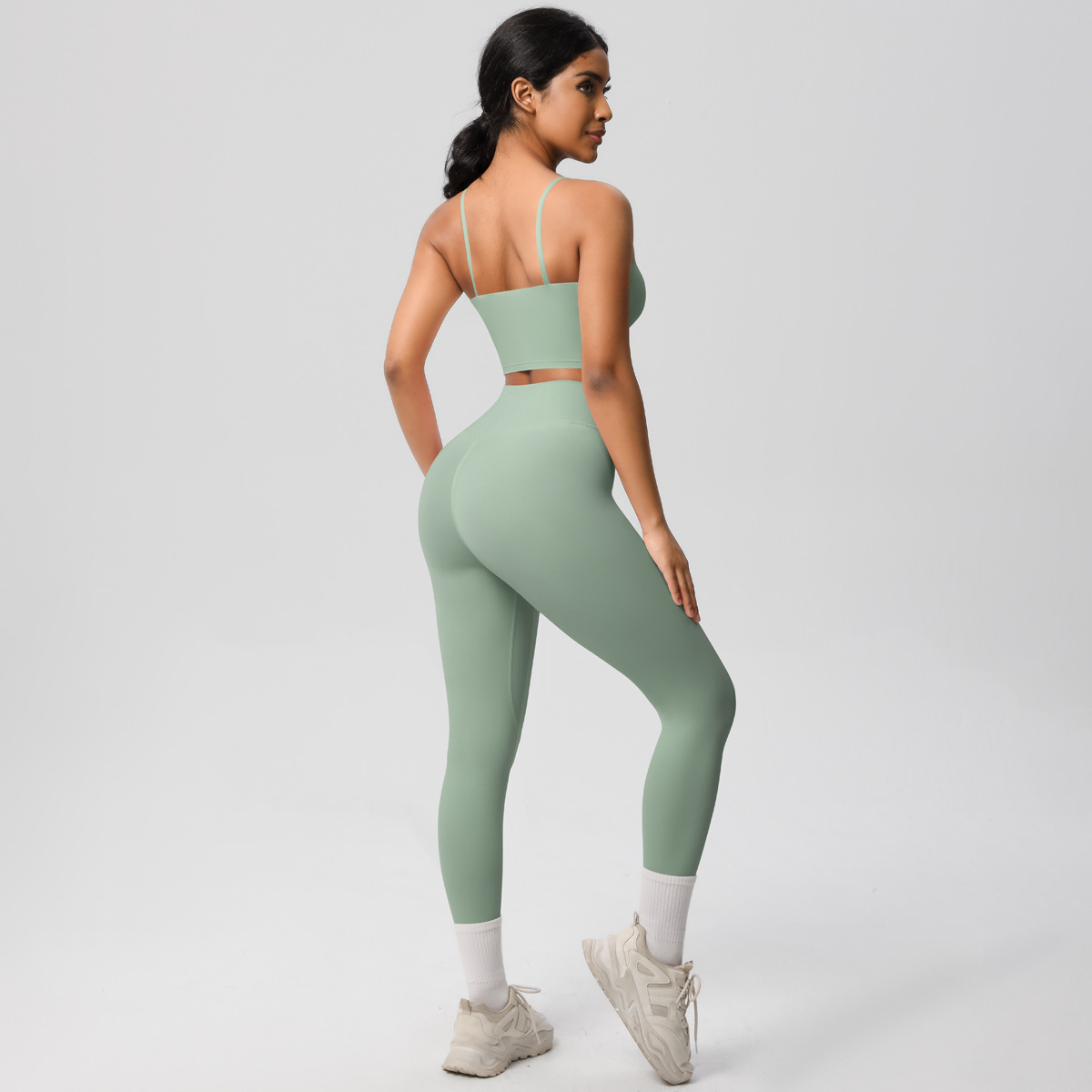 product-Womens Yoga Outfits Backless Strappy Sports Bra and Seamless Leggings Matching Active Jogger
