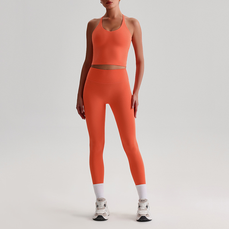 product-Workout Sets for Women 2 Piece High Waisted Seamless Leggings with Padded Stretchy Sports Br