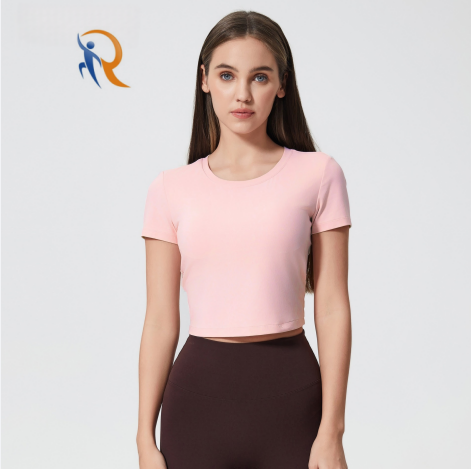 Workout Crop Tops for Women Short Sleeve Shirts Loose Fit Yoga Athletic Basic Cropped T-Shirts