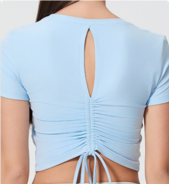 product-Workout Crop Tops for Women Short Sleeve Shirts Loose Fit Yoga Athletic Basic Cropped T-Shir
