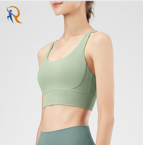 Women's Cross Back Sports Bra Padded Strappy Medium Support Yoga Bra for Workout Fitnes