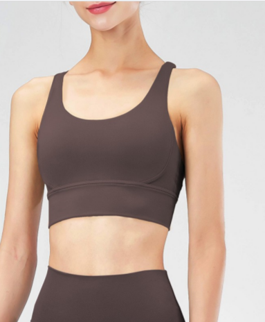 product-Womens Cross Back Sports Bra Padded Strappy Medium Support Yoga Bra for Workout Fitnes-Ruite