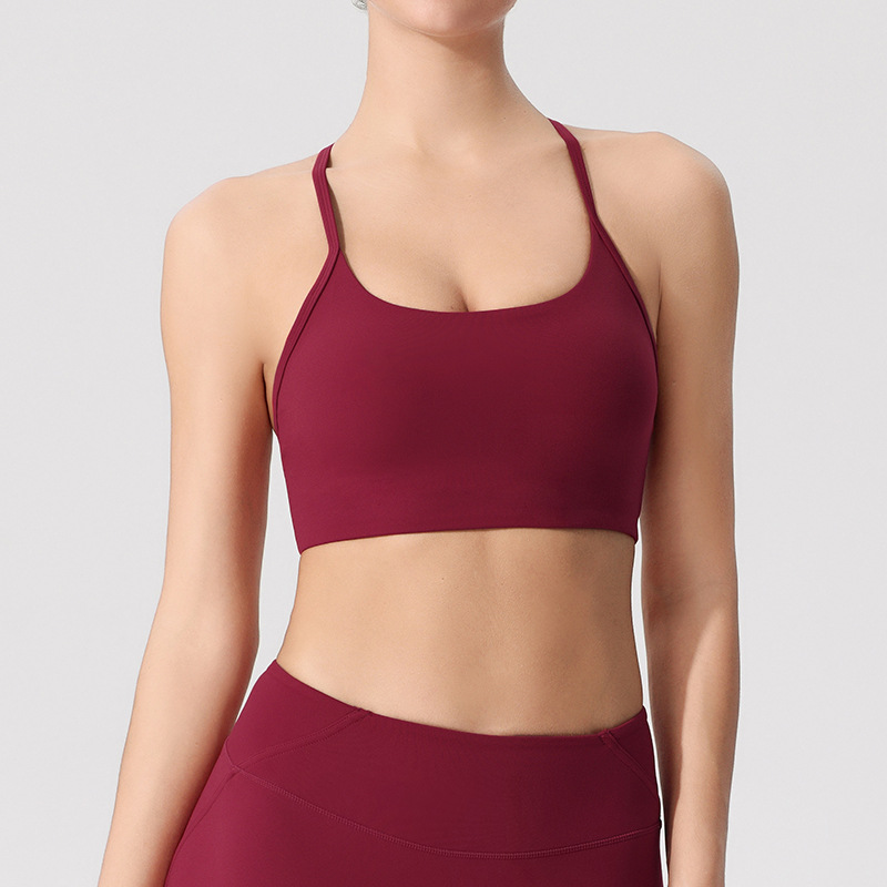 product-Womens U Neck Sports Bra Padded Low Impact Yoga Clothes Workout Crop Top-Ruiteng-img