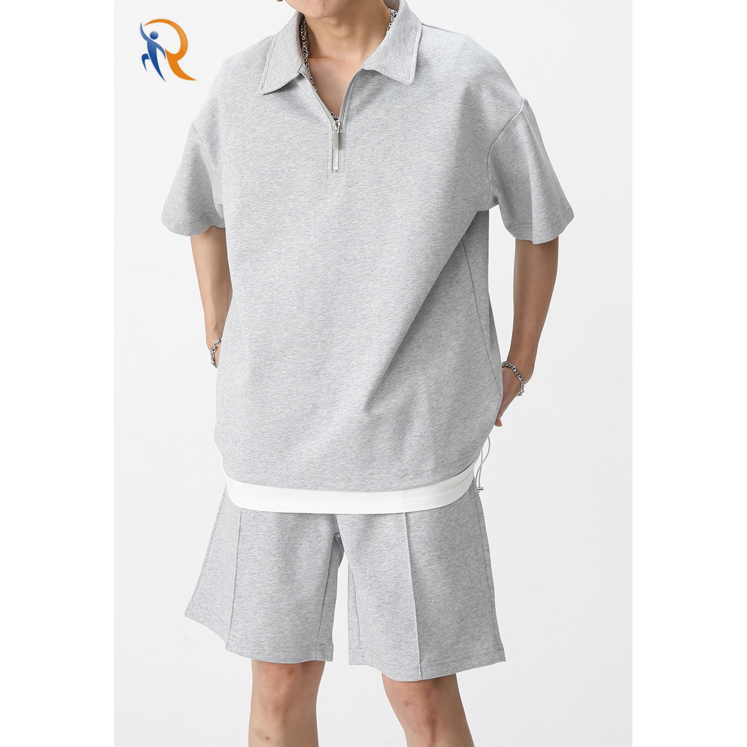 Mens Summer TrackSuits 2Piece ShortSleeve Sweatsuit Outfits Relex Fit