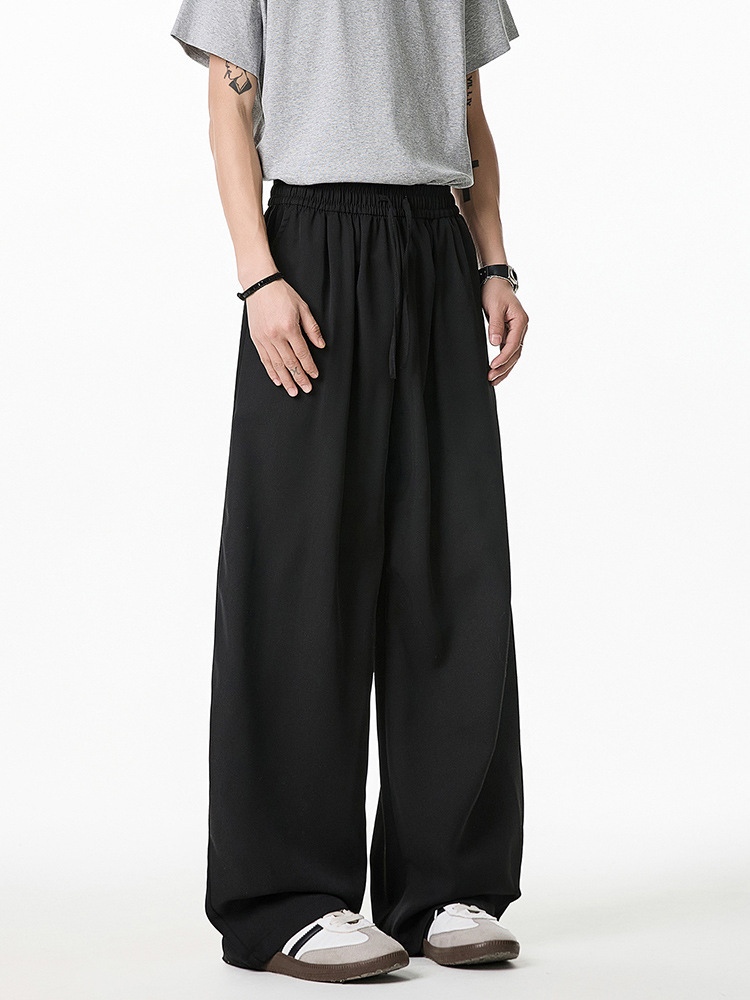 product-Ruiteng-Mens Cotton Pants Elastic Waist Drawstring Casual Trouser Lightweight Straight-Legs 