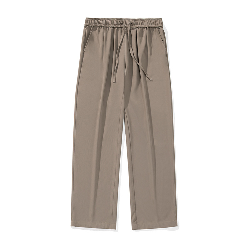 product-Mens Cotton Pants Elastic Waist Drawstring Casual Trouser Lightweight Straight-Legs Pants-Ru