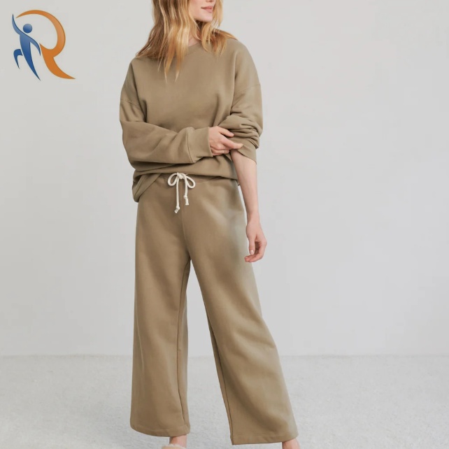 Brown Round-neck Long-sleeve Casual Sweatshirts