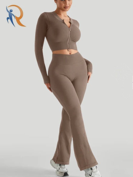 Ribbed Two-Way Zipper Yoga Set