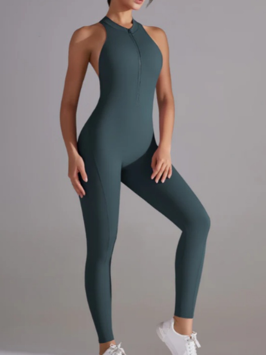 product-Ruiteng-Coralie Seamless Scrunch Jumpsuit - Wood Green-img