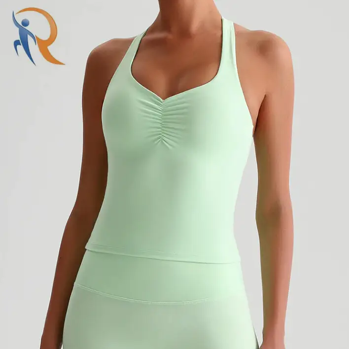 Ruched V-Neck Yoga Tank Top