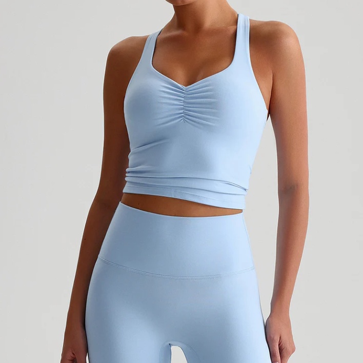 product-Ruched V-Neck Yoga Tank Top-Ruiteng-img