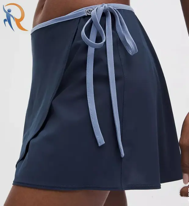 Wrap-Front Mid-Rise Tennis Skirt