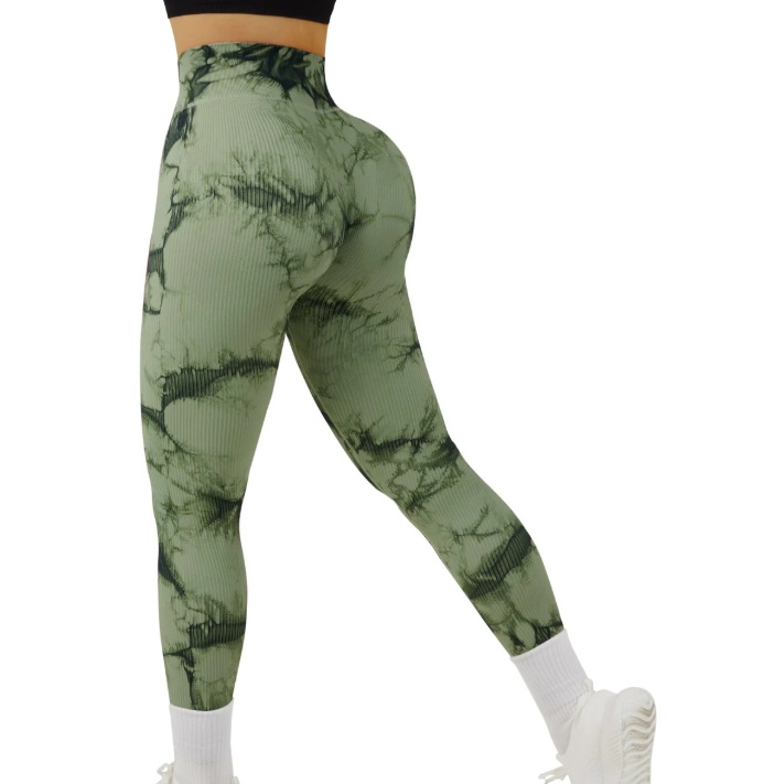 product-Ribbed Printed Seamless Leggings-Ruiteng-img