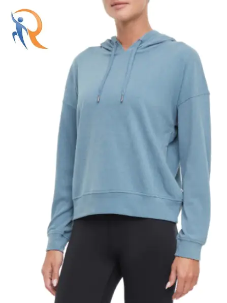 Hood With Functional Drawstring Soft-brushed Double Knit Peached Finish Dropped Shoulder Long Sleeves
